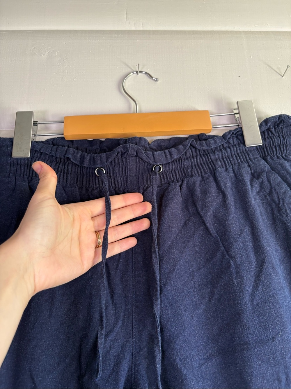 Reitmans Linen Blend Pull On Pants Navy 14 Petite - Picture 5 of 9